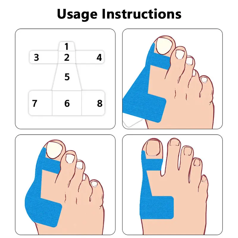 10PCS Bunion Corrector & Pain Relief Kinesiology Athletic Tape For Bunions & Turf Toe Big Toe Spacer/Separator/Straightener Tape