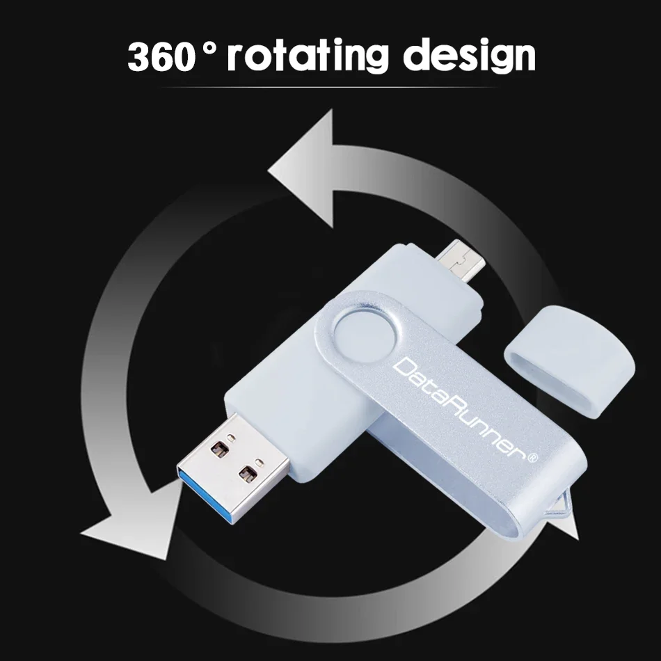 DataRunner-Clé USB OTG 128 pour micro-USB Android/tablette PC, support à mémoire de 16 Go 32 Go 64 Go 256 Go 3.0 Go
