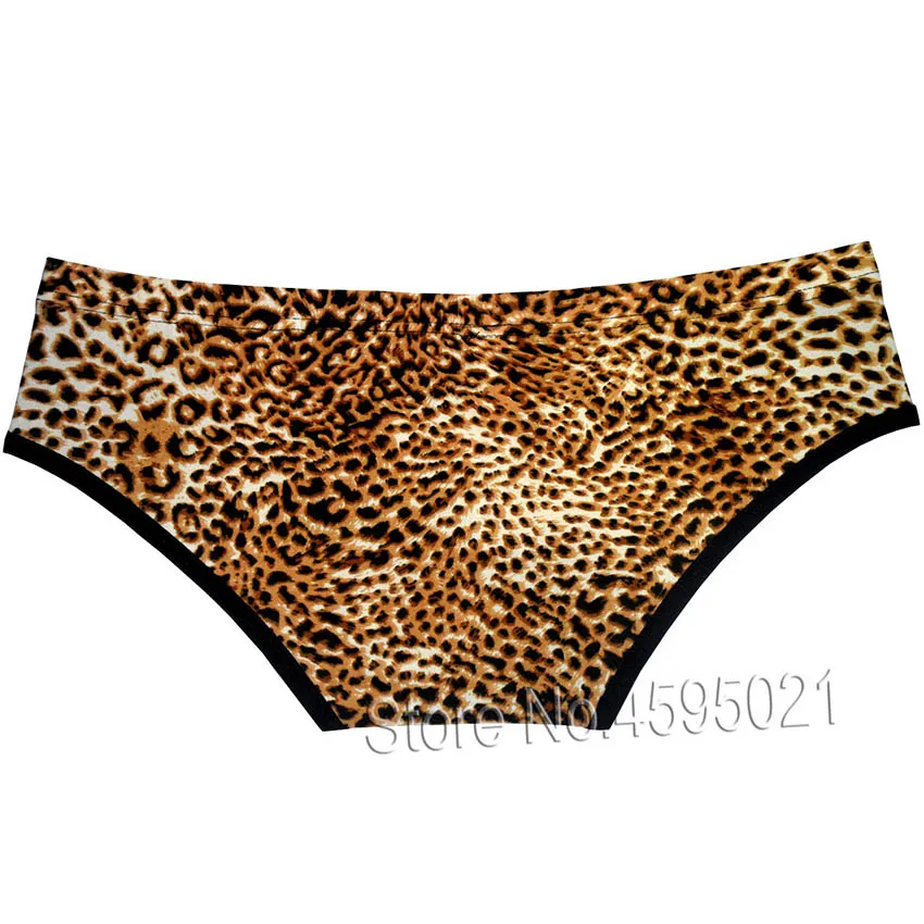 Sexy Men\'s Leopard Pants Underwear Cool Bulge Boxer Briefs Masculine Male Underpants Body Hug