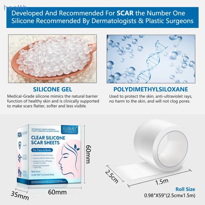 

1/2 Roll Self-Adhesive Silicone Scar Sheets 2.5cm X 150cm Invisible Reusable Effective Scar Cover Tape Skin Care Strips