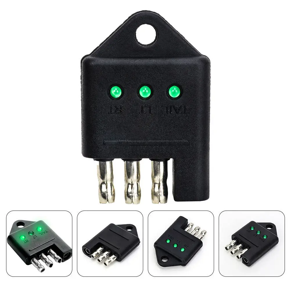 2 Pezzi Tester Connettore Cablaggio Rimorchio 4 Pin, Adattatore per Test Circuito Luci Rimorchio, Adattatore Spina Camper