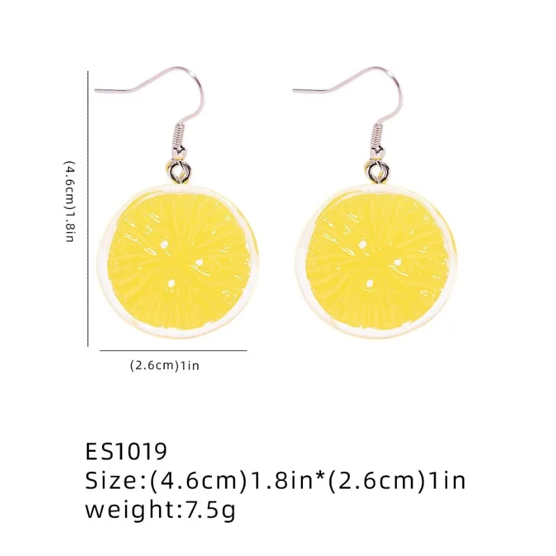 1pair Personality Interesting Resin Earrings Strange Imitation Orange Lemon Slice Earrings Jewelry