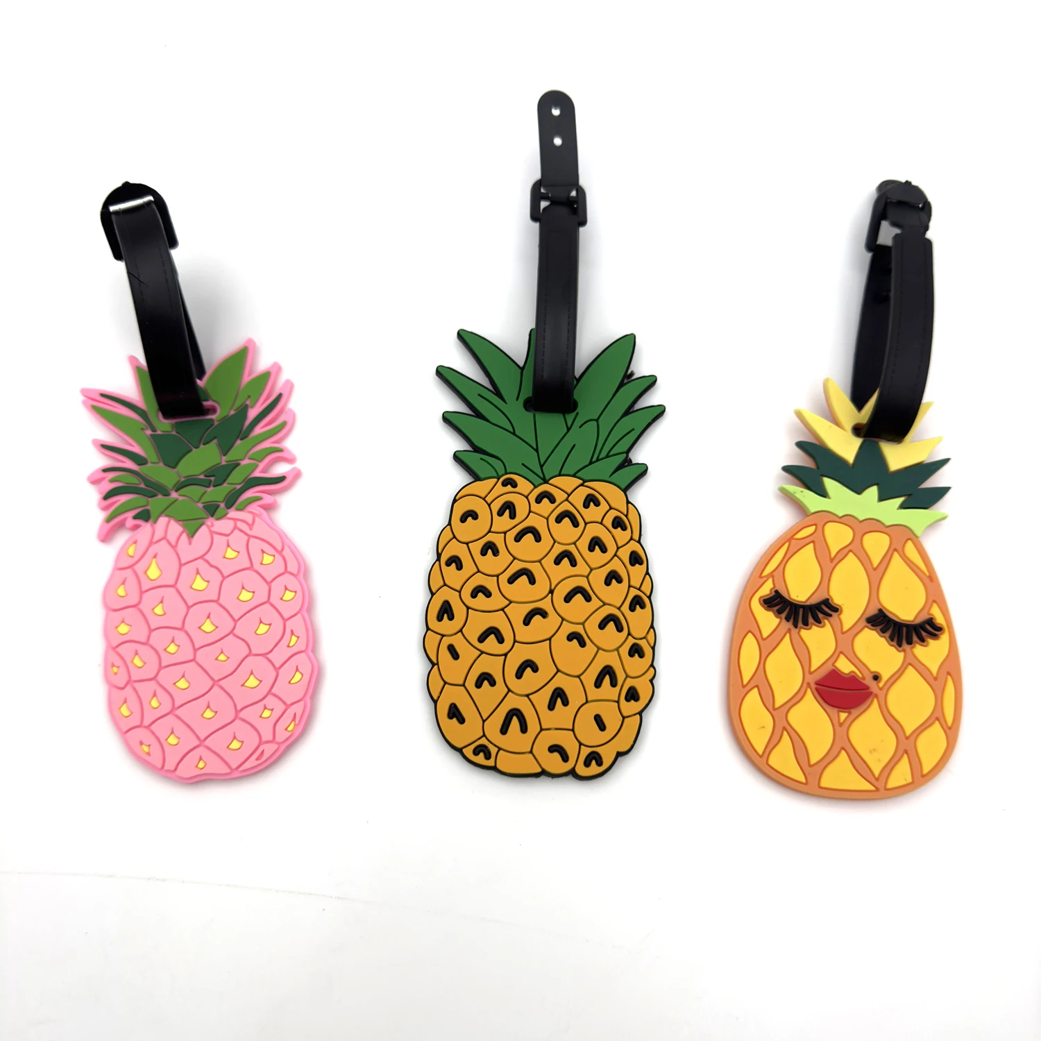 1pc/2pcs/6pcs Cute  Pineapple Suitcase Tag Travel Accessories Luggage Tag Silica Gel Suitcase ID Addres Holder Boarding Tag