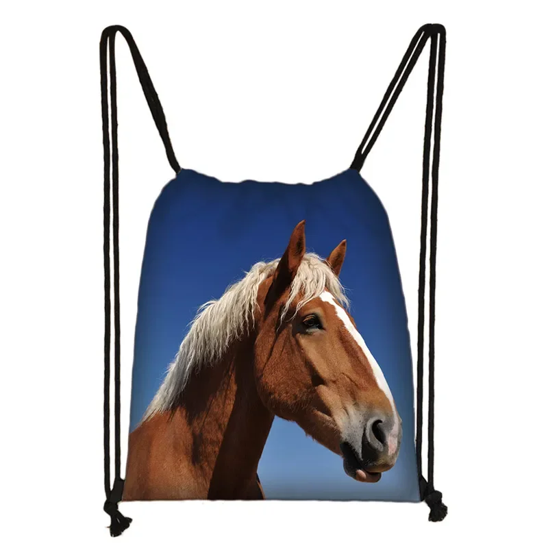 Cool Horse Colt Meadow Painting Drawstring Bag Woman Man Backpack Fashion Beach Travel Sack Bags Casual Softback Shoe Holder