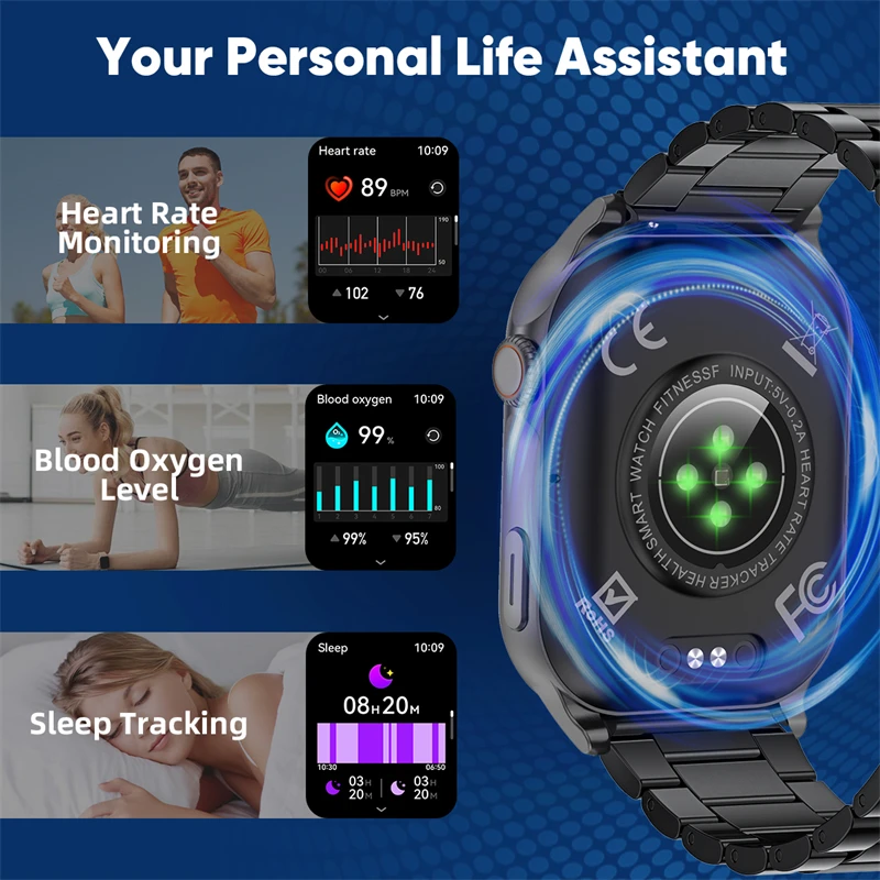 LIGE Smartwatch الرجال 2.01 "HD شاشة مراقبة الصحة الساعات مقاوم للماء الرياضة اللياقة البدنية ساعة ذكية Reloj Inteligente Mujer 2025