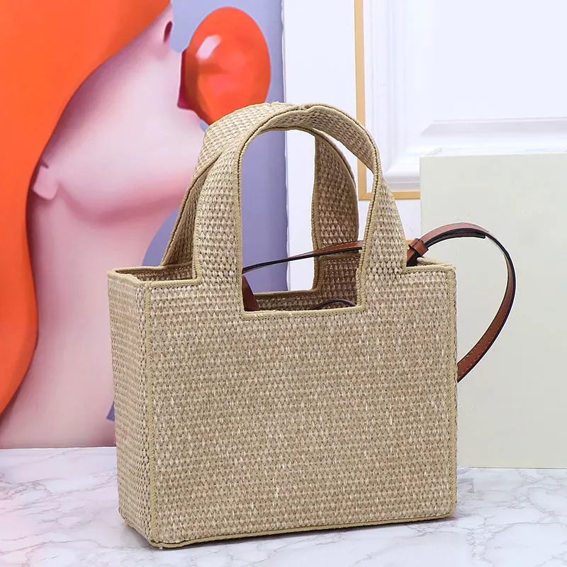 2024 Fashion Grass Bag Women\'s Handbag Classic Design Summer Grass Knitted Handbag Beach Vacation Outdoor Shoulder Bag Two Sizes