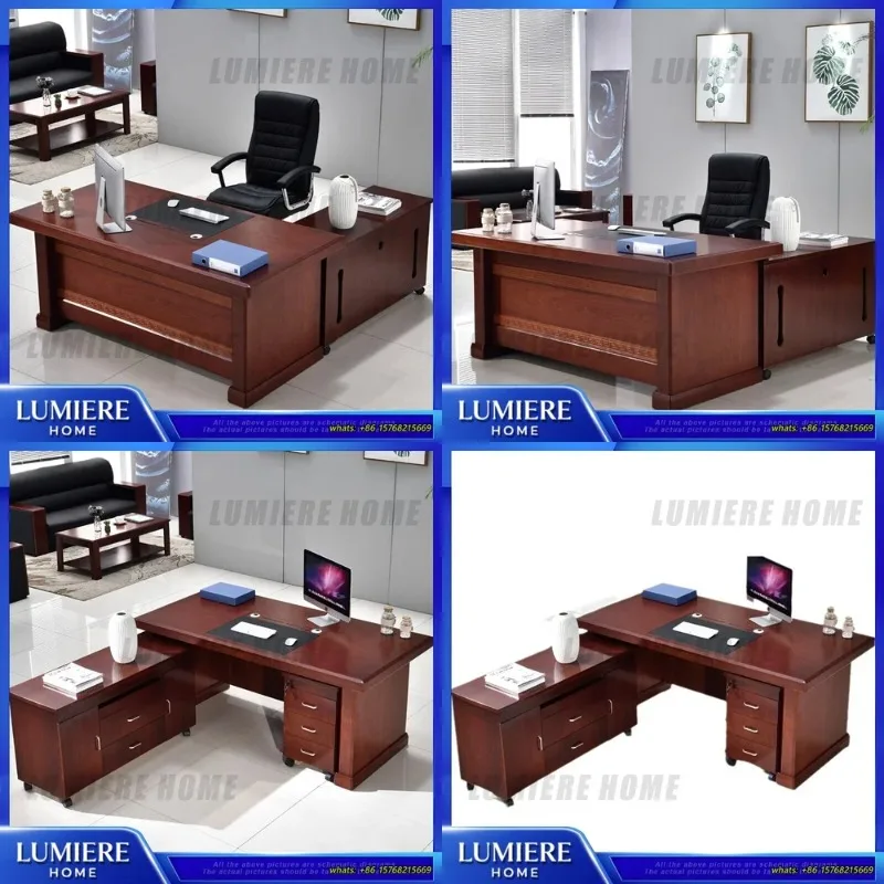 

Офисный стол для руководителя, деревянный стол для менеджера шпона, рабочая станция для босса, большой рабочий стол с боковым шкафом для офиса, школы