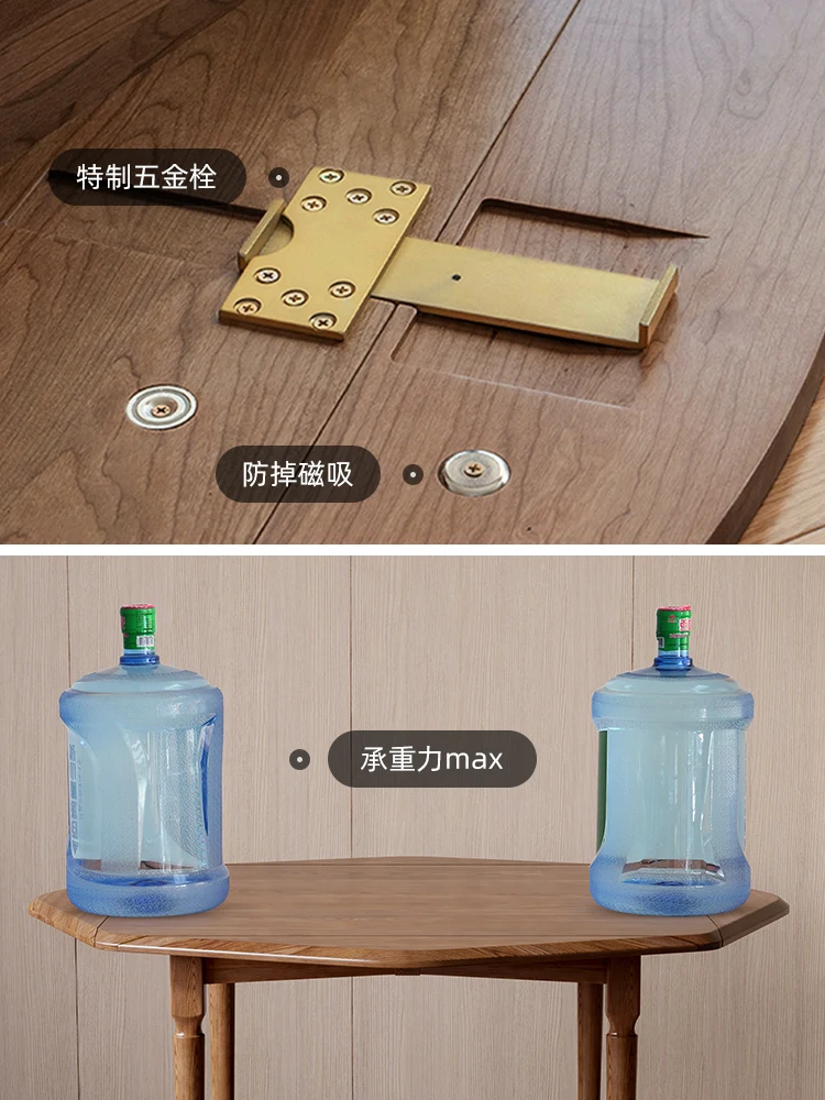 Nordic all solid wood deformable folding ash octagonal square table round dual-purpose dining table and chair combination