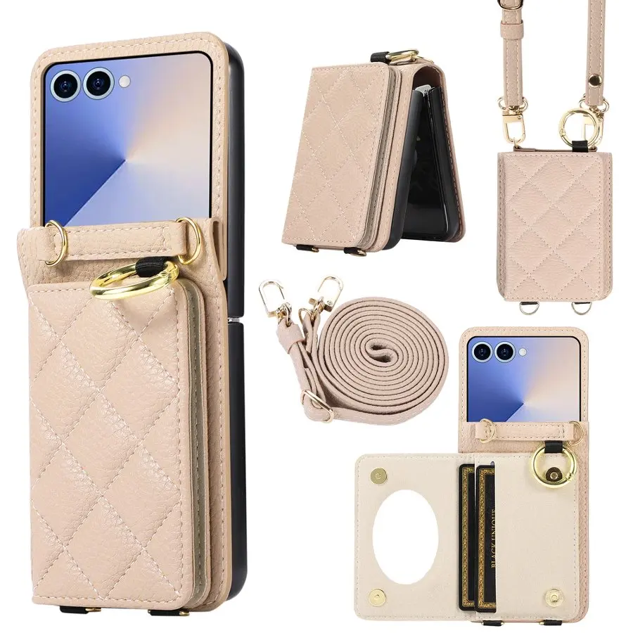 

Crossbody Wallet with Card Holder Phone Case For Samsung Galaxy Z Flip 7 6 5 4 Flip6 Flip5 Flip4 Flip3 Z Flip 7EF Leather Cover