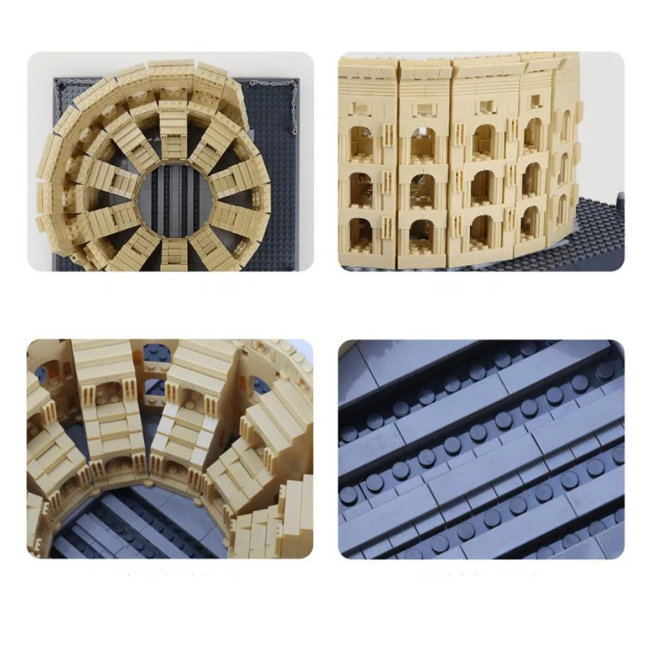 Kreatywny Świata Sławna Architektura Koloseum Rzym Włochy Klocki Budowlane Amphitheatrum Flavium Model z Cegieł Zabawki Konstrukcyjne
