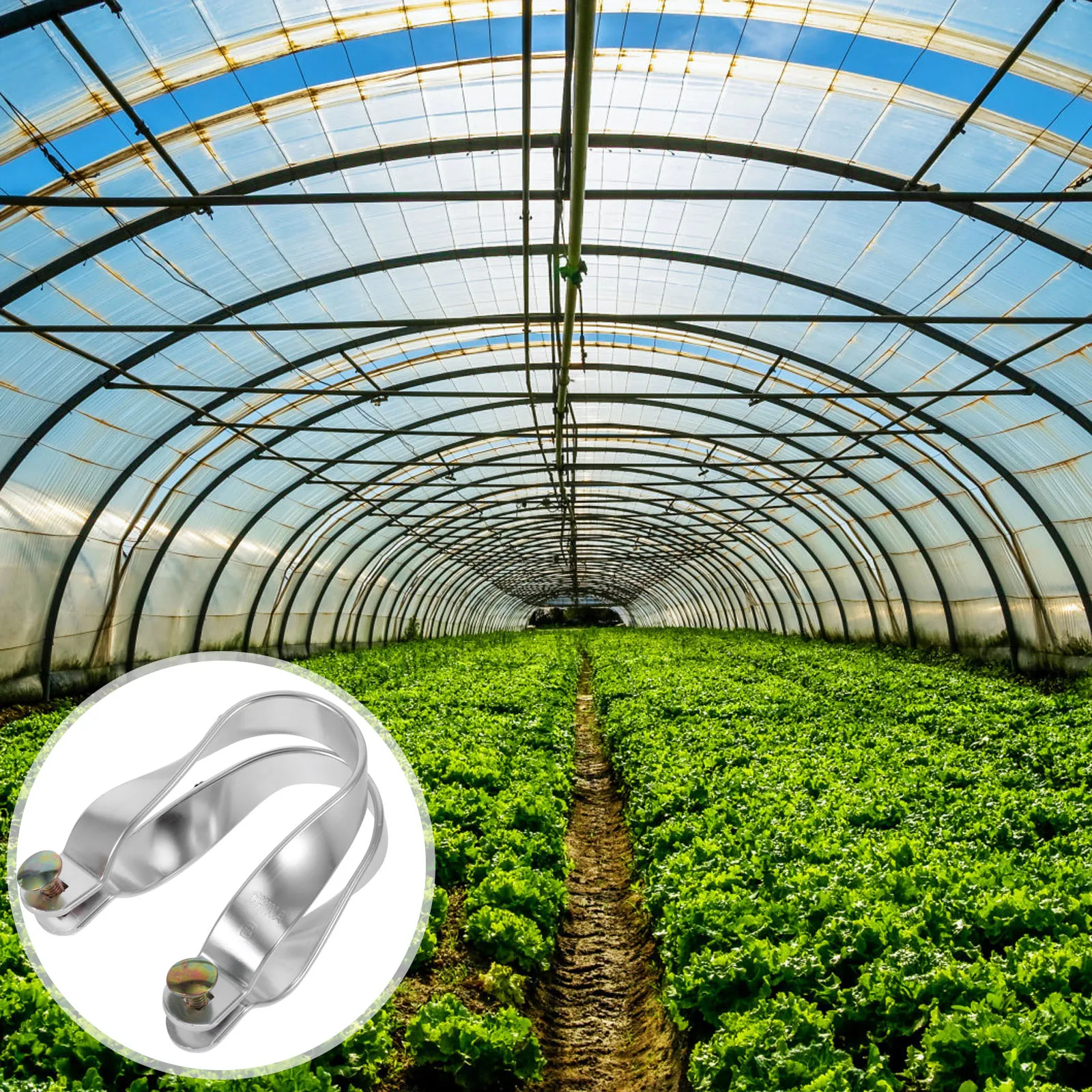 

U Shaped Aluminum Pipe Clamp Clamps Silver 5 Sets Heavy Duty Greenhouse Frame Bracket Parts Tube Clips Accessories