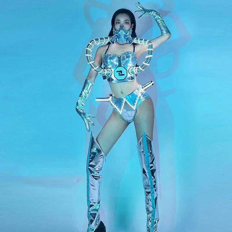 LED Light Women Suit Singer Party Future Show Stage Costume Technology Sense Outfit Carnival Women Robot Dance Cosplay Clothing