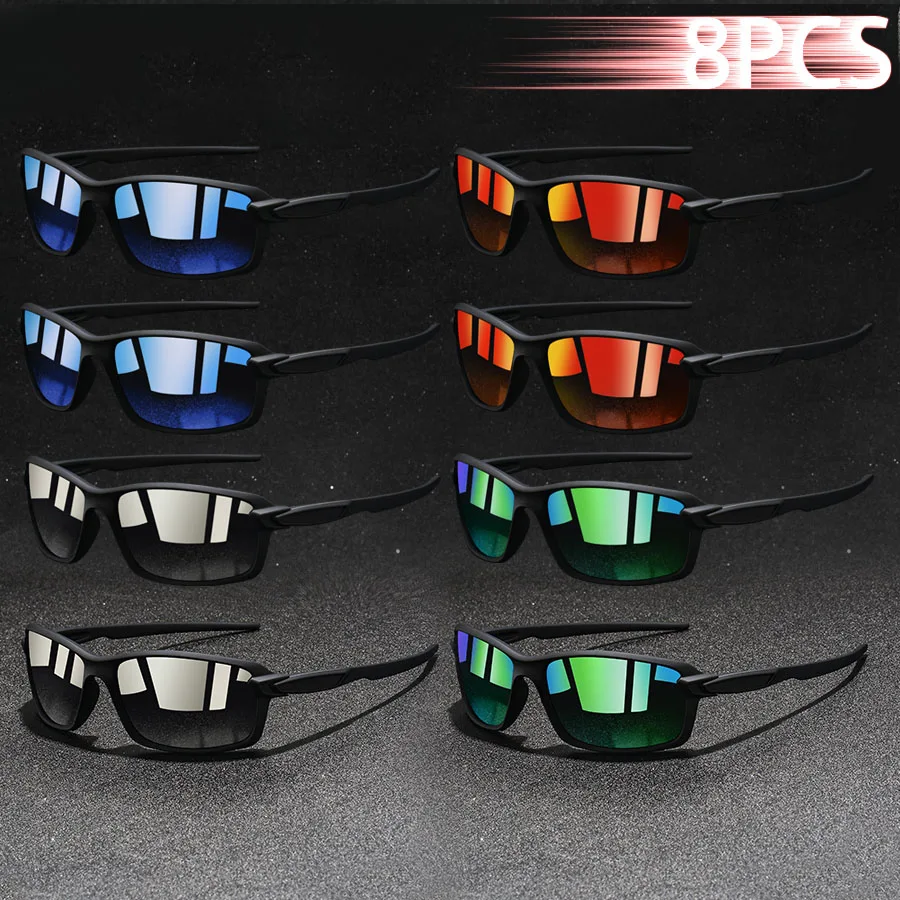 

8Pcs Fashion Vintage RectangleSunglasses Men Women Driving Man Luxury Brand Designer Sun Glasses Anti-Glare Retro Eyewear UV400