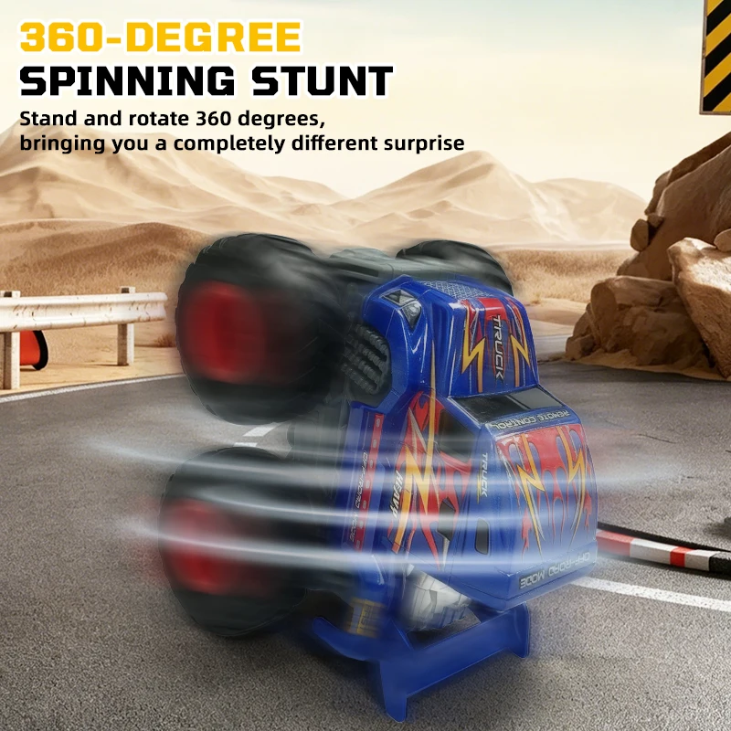 1/64 RC Car Rechargeable RC Off-Road 360 degree Rotation Stunt Drift Vehicle 10KM/H 4WD RC All-terrain Truck for Boys Kids Gifts