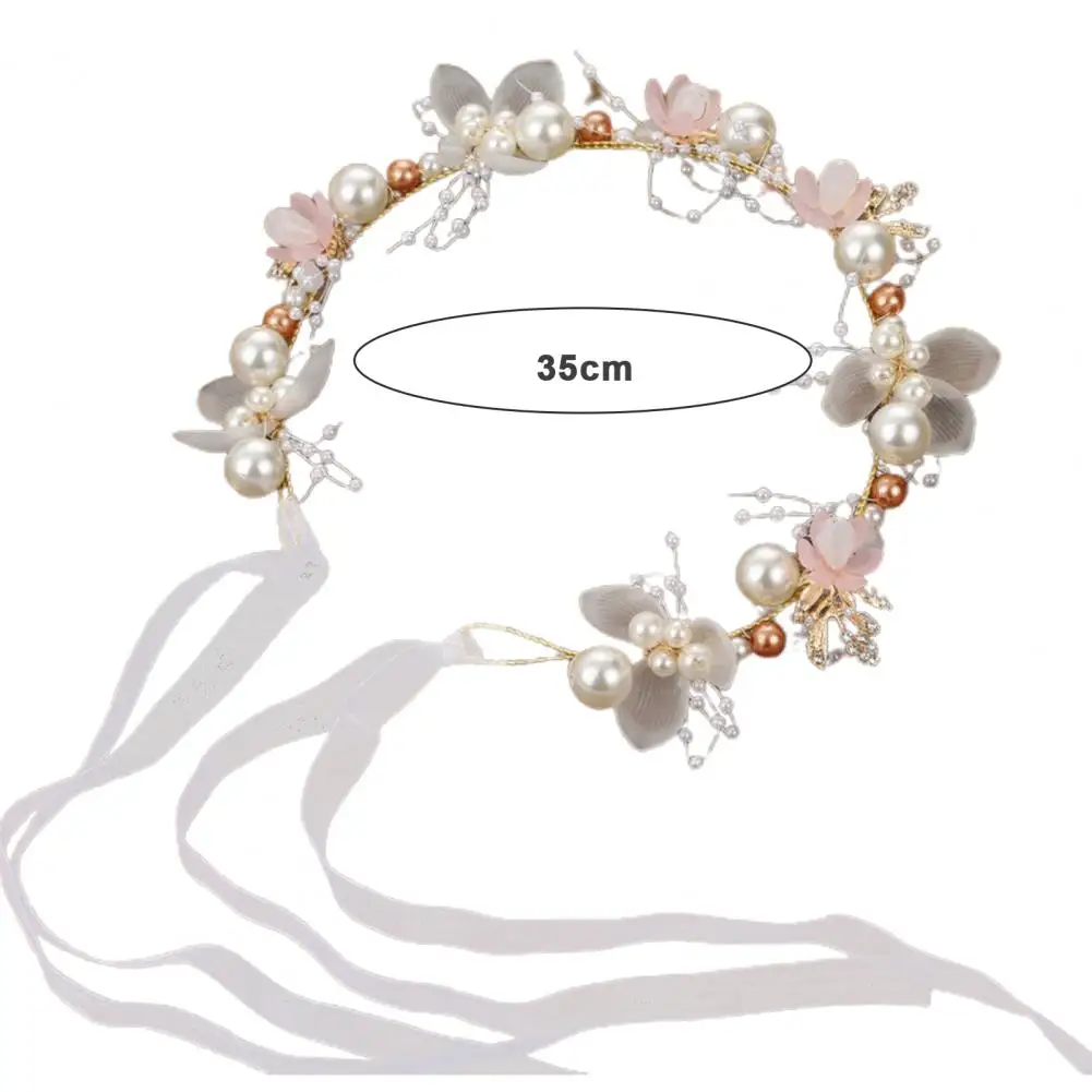 Headband Garland Headdress Exquisite Gift Flower Leaves Faux Pearls Decor Kids Princess Crown Girls Headband Versatile