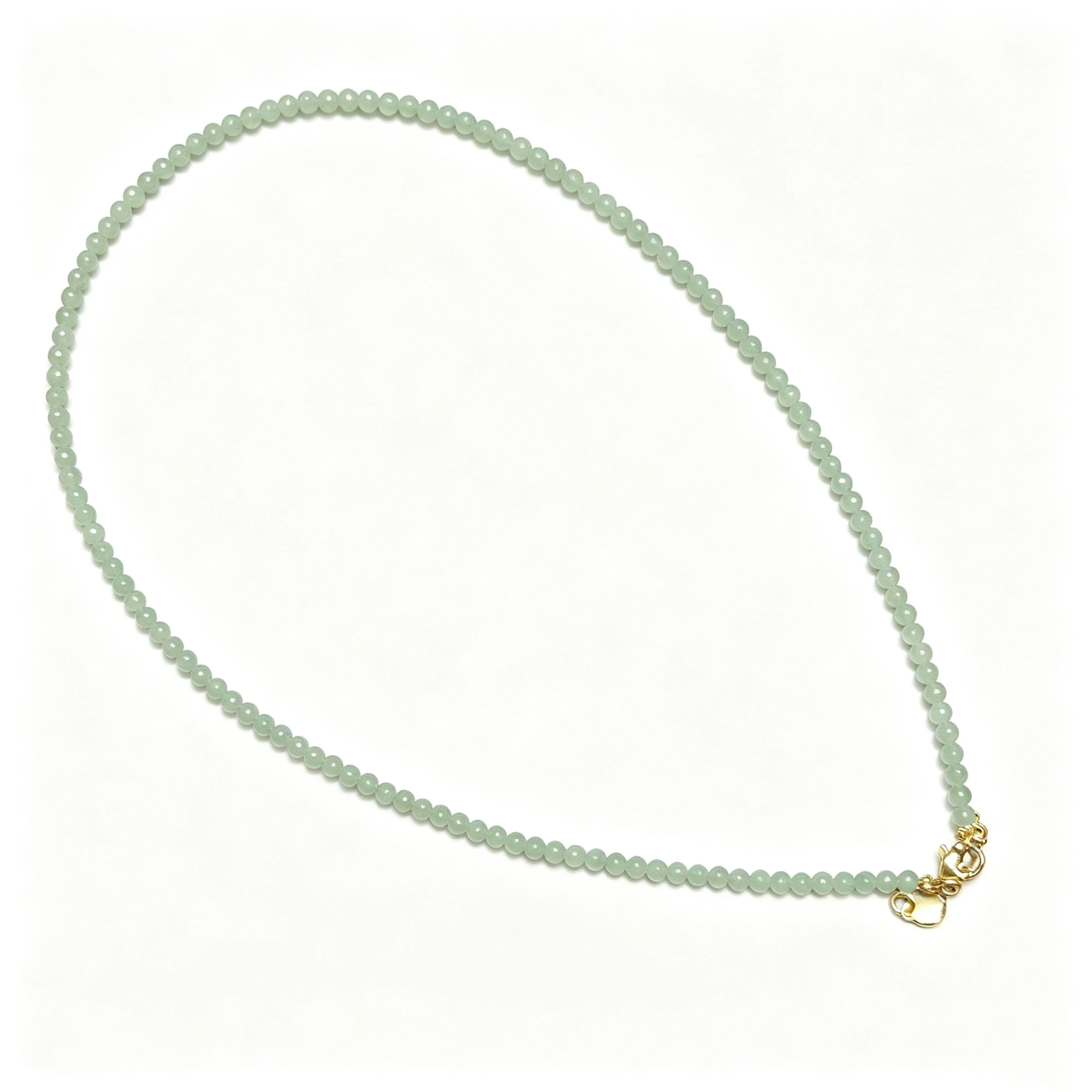 Natural Green Aventurine Gemstone Necklace 3mm Smooth Round Beads Dainty Gold Tone Extension Choker Luck Stone Supply 1 Piece