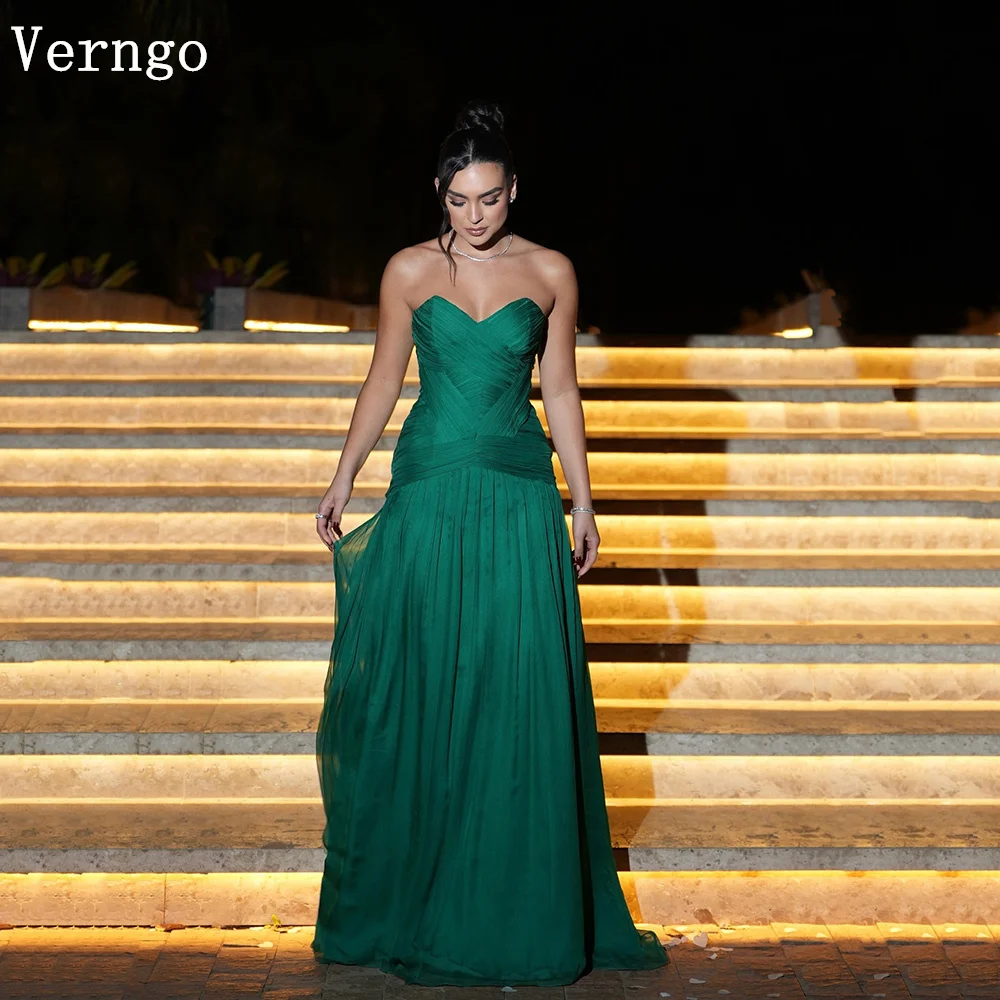 

Verngo Green Evening Dress Sweetheart A Line Pleated Formal Occasion Dresses Elegant Zipper Prom Gowns Customized