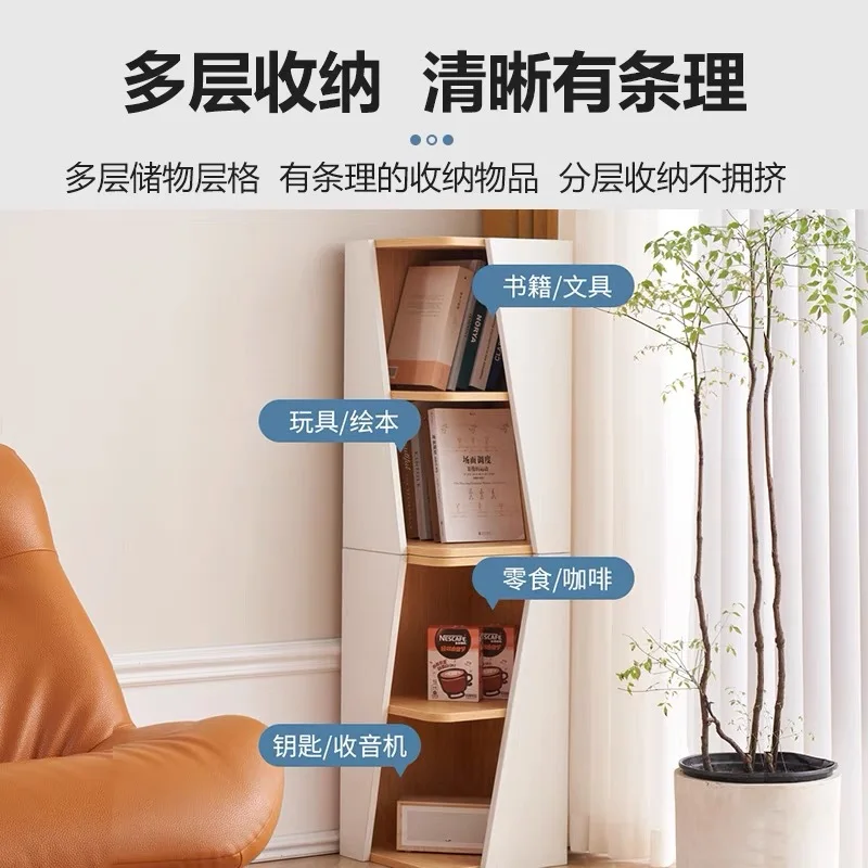 AOLIVIYA Arc Corner Bookcase Desk Bookshelf Library Cabinet Storage Shelf Rack For Entrance