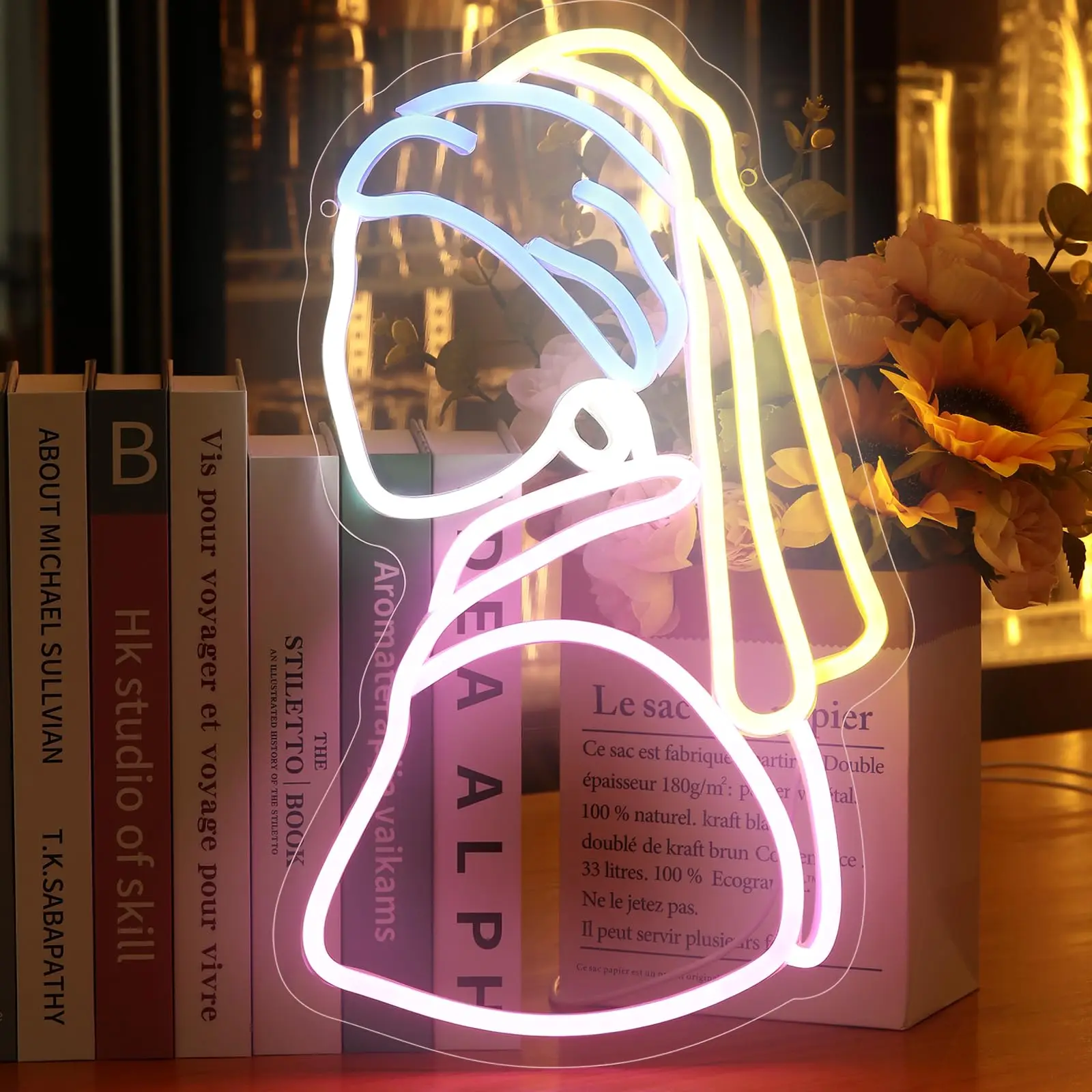 Girl With A Pearl Earring Led Neon Sign Party Decoration Room Neon LED Sign USB Wall Hanging Decor Birthday LED Neon light