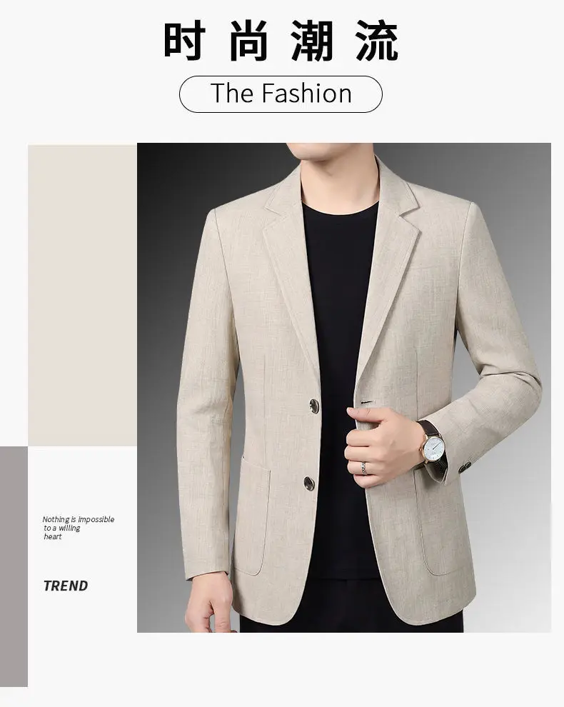 30% Leinen-Blazer - Stilvoller Business-Anzug für Herren im Britischen Gentleman-Stil, Trendiger Atmungsaktiver und Vielseitiger Casual-Blazer – Detail 3