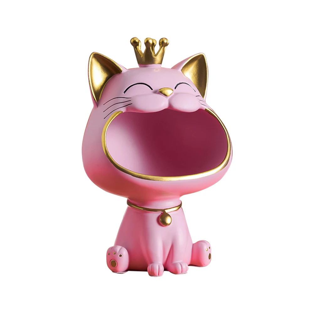 

Fortune Cat Key Holder Figurine Entrance Crafts Resin Sculpture Decor Non-toxic Harmless Household Supplies for Home Living Room