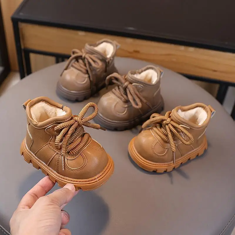 

Kawaii Casual Shoe Fashion Childrens Shoe Winter Baby Cotton Boots Fleece Lined Warm Non Slip Soft Sole Shoes For Toddlers Boys