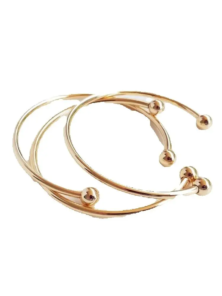 

14K Gold Solid bracelet round bead bracelet Gold bead removable string accessories Pendant Transfer bead DIY jewelry