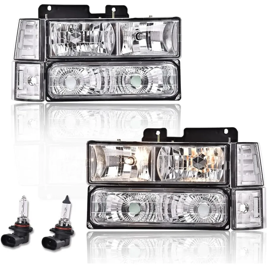 

Headlight Assembly Compatible with 19881998 Chevy GMC C K 1500 2500 3500 Suburban Silverado Tahoe Yukon Suburban Halogen Headla