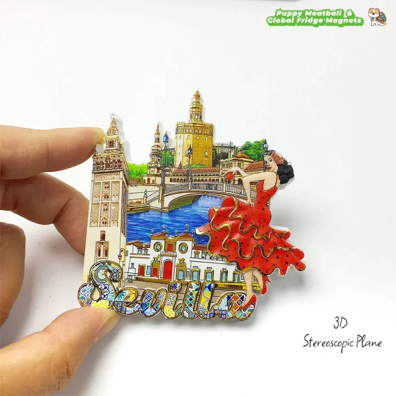 Spain Seville Flamenco Dancer 3D Decoration Souvenir Gift Refridgerator Magnets