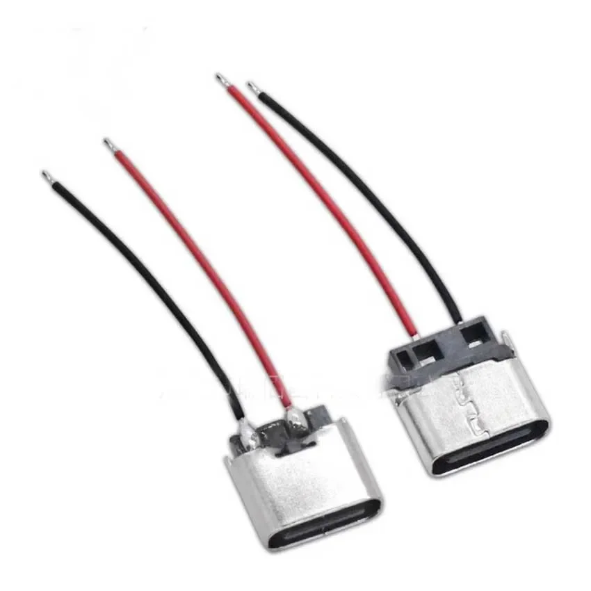 Micro USB JACK Type-C 2Pin 2P Welding Wire Female Connector 180 Degree For Mobile Phone Charging Port Charging Socket H6.5