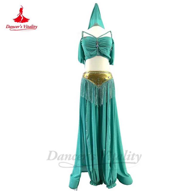 

Belly Dance Costume for Women Indian Style Diamond Inlaid Wide Leg Pants Performance Suit Custom Adult Child Bellydance Outfit