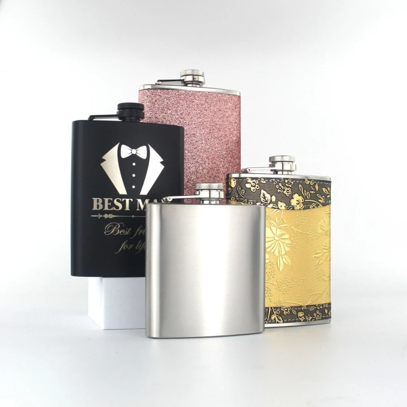 8oz Stainless Steel Hip Flask  Pocket Hip Flask  Alcohol Whiskey Hip Flask Screw Cap
