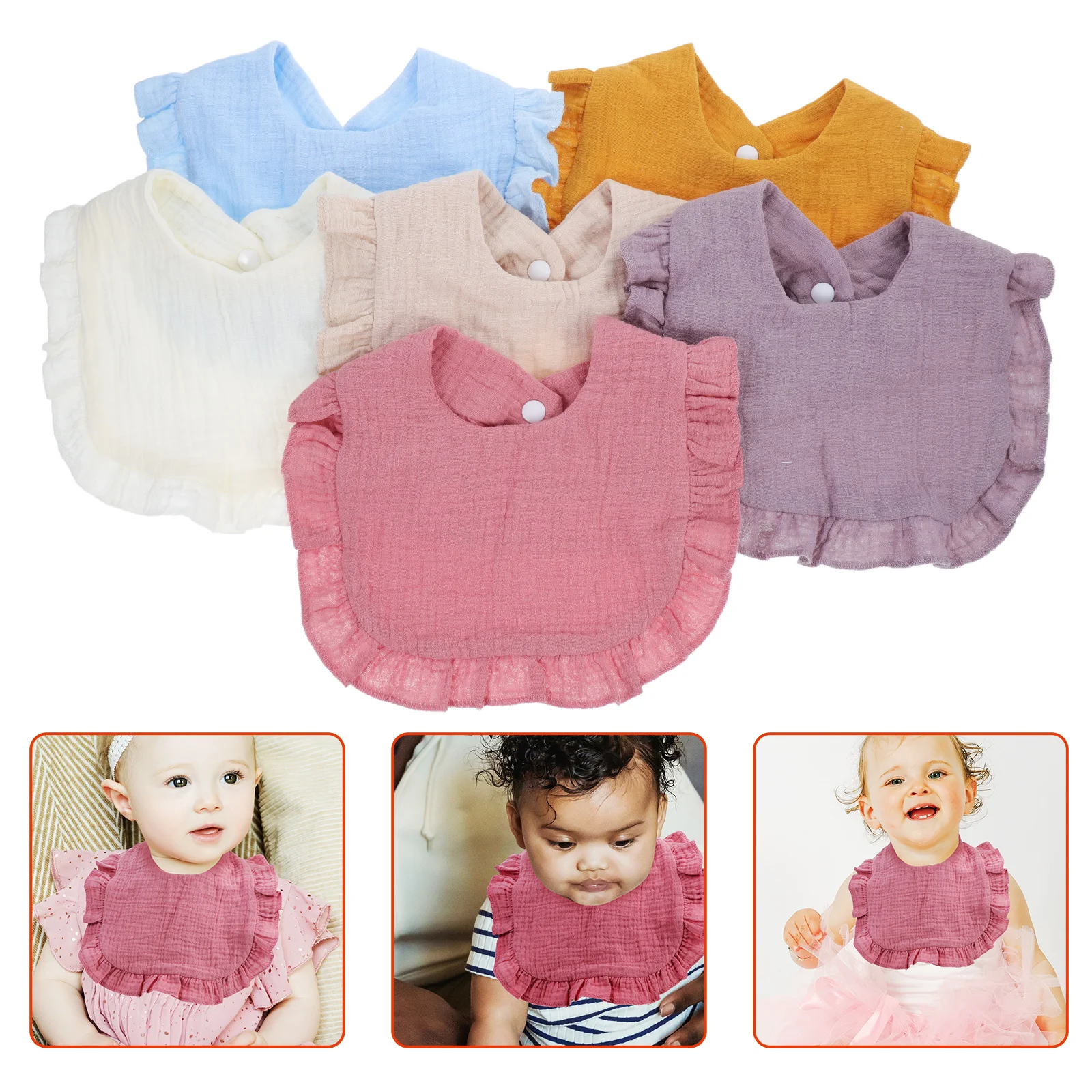 6 قطع مريلة أطفال قطنية ناعمة قابلة للتنفس للرضع والأطفال الصغار وقت التغذية هدية مثالية لآباء استحمام الطفل #6