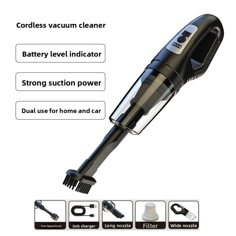 Cordless Handheld Car Vacuum Cleaner with LED Light - Rechargeable, Powerful Suction for Home, Sofa, Window & Auto Cleaning