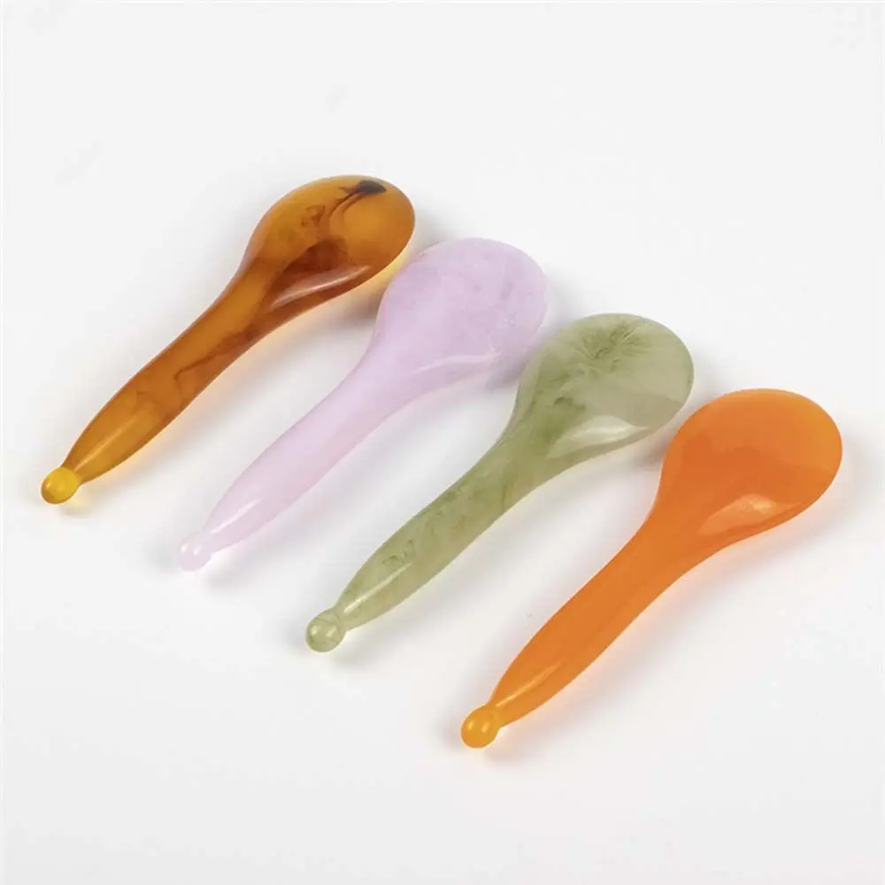 Care Portable Facial Gua Sha Natural Jade Wrinkle Remove Spoon Shape Massage Tools Gua Sha Scraper Gua Sha Stick Massage Wand