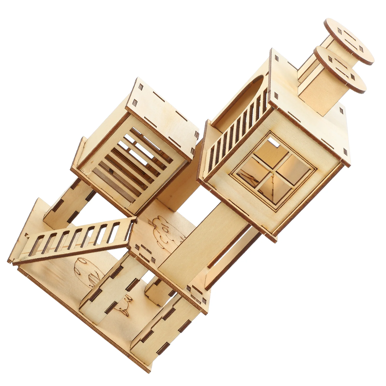 

Hamster Villa House Pet Wooden Ladder Slide Habitat Exercise Playground Fitness