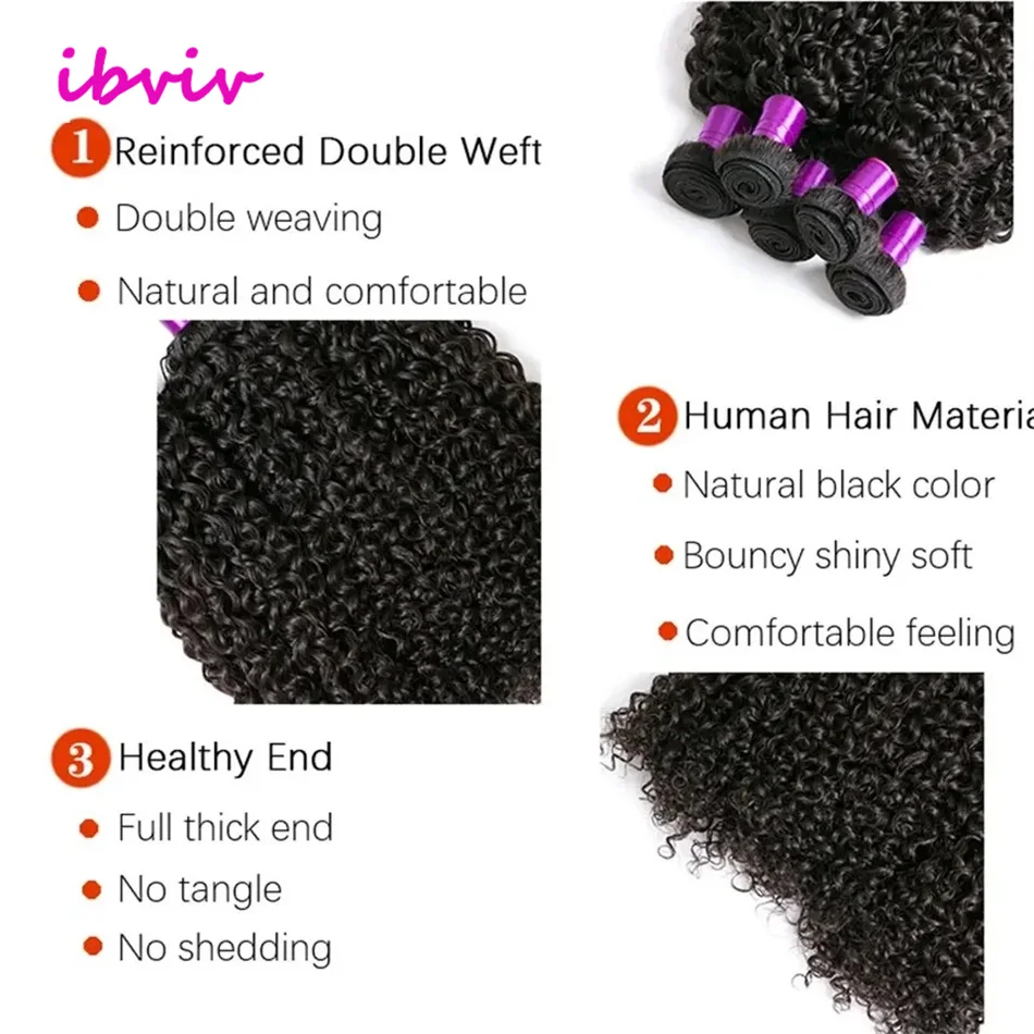 Бразильские кудрявые вьющиеся пучки человеческих волос Remy Kinky Curly Weave Пучки человеческих волос 8-40 дюймов Jerry Curl Наращивание волос 1/3 шт.