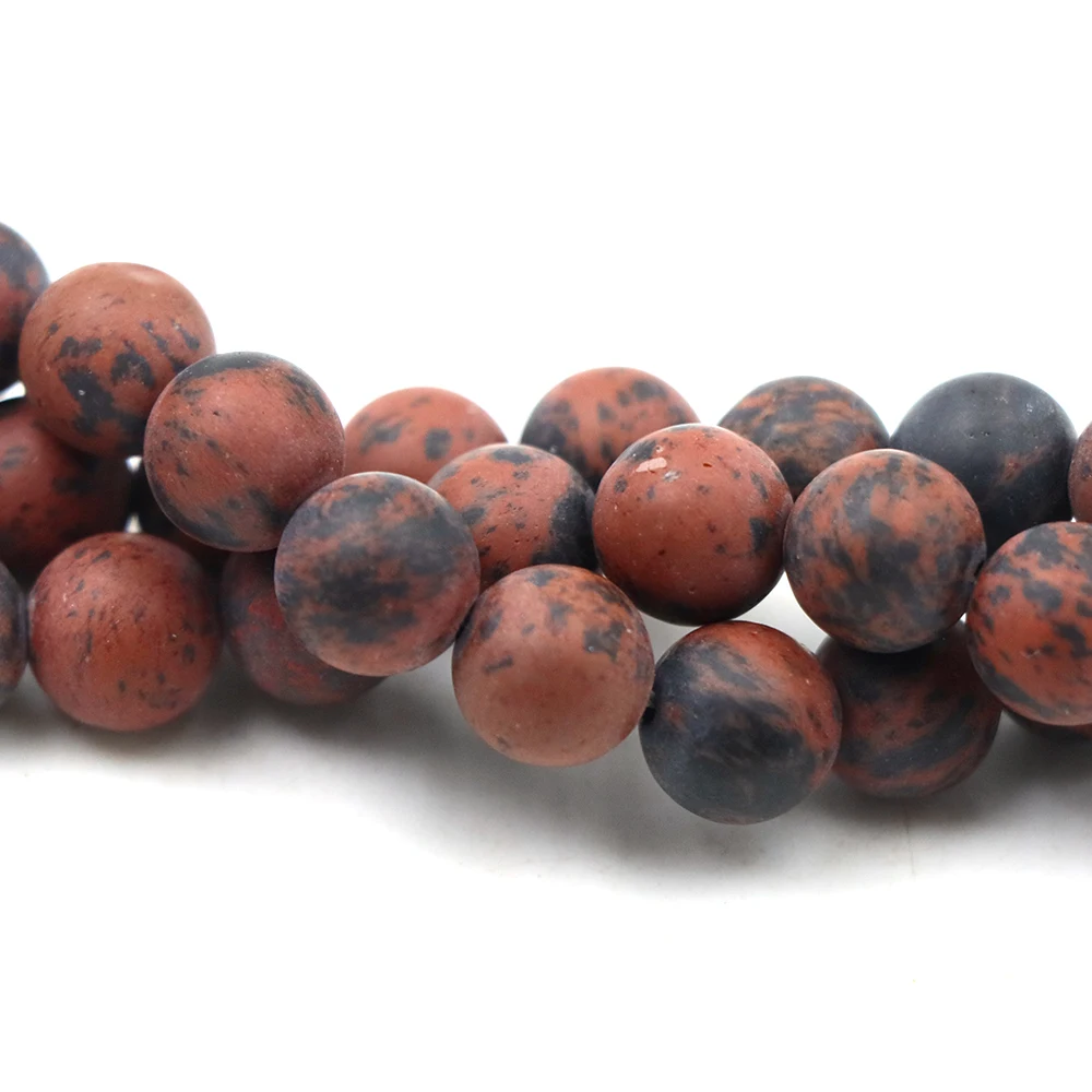4-10mm Spacer Bead Natural Stone Dull Polish Red Mahogany Obsidian Matte Loose Beads for Jewelry Making DIY Bracelet Necklace