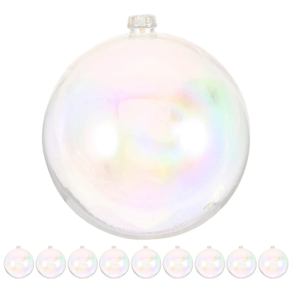 

10 Pcs Christmas Tree Wishing Ball Bubble Ornaments Fairy Clear Iridescent Baubles Plastic Balls