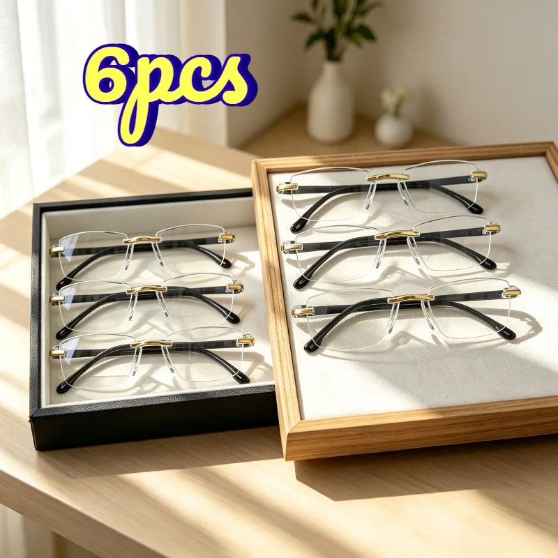 6/8Pcs Transparent Gold Reading Eyeglasses, Unisex Anti‑Eye‑Fatigue Daily‑Use Eyewear, No Battery Required