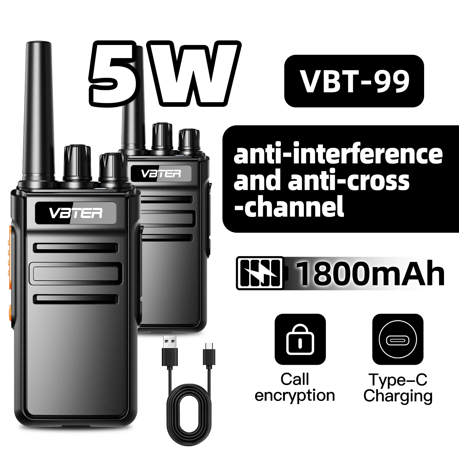 

2 шт. рации VBTER PMR 446 МГц, дальность связи 3-5 км, двухсторонняя радиосвязь для кемпинга и походов на открытом воздухе