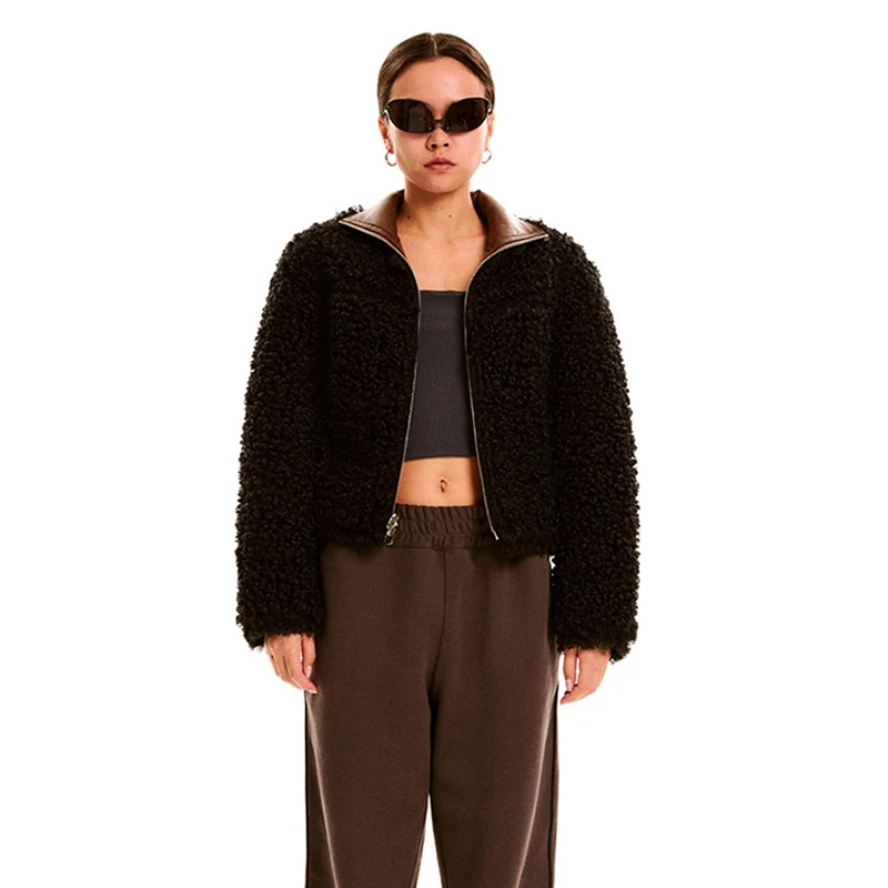 

Пальто из овечьей шерсти Bla Lamb Fur, женское зимнее, с утеплением, ручной работы, для повседневной носки, из полиэфирного волокна, на молнии...