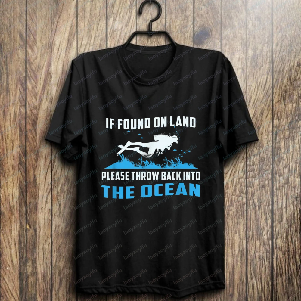 Edgy Diver Humor Cotton Tee Vintage Classic Scuba Diver Silhouette Art Shirt Trending Diving Streetwear Trend Men's Clothing