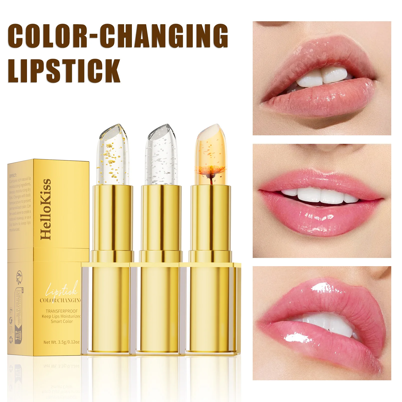 Gold Foil Temperature Color Changing Lip Balm Custom Color Hydrating Moisturizing for Every User Hot Sale Lipstick