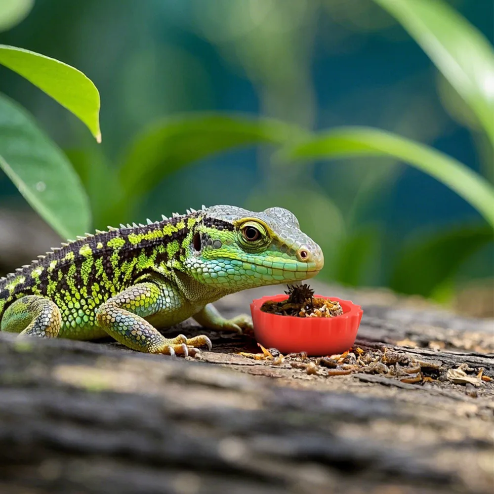 

6pcs Reptile Feeding For Turtles Lizards Small Pets Silicone Water Dish Wide Rim Shallow Structure Anti-Tip Smooth Surface Pet