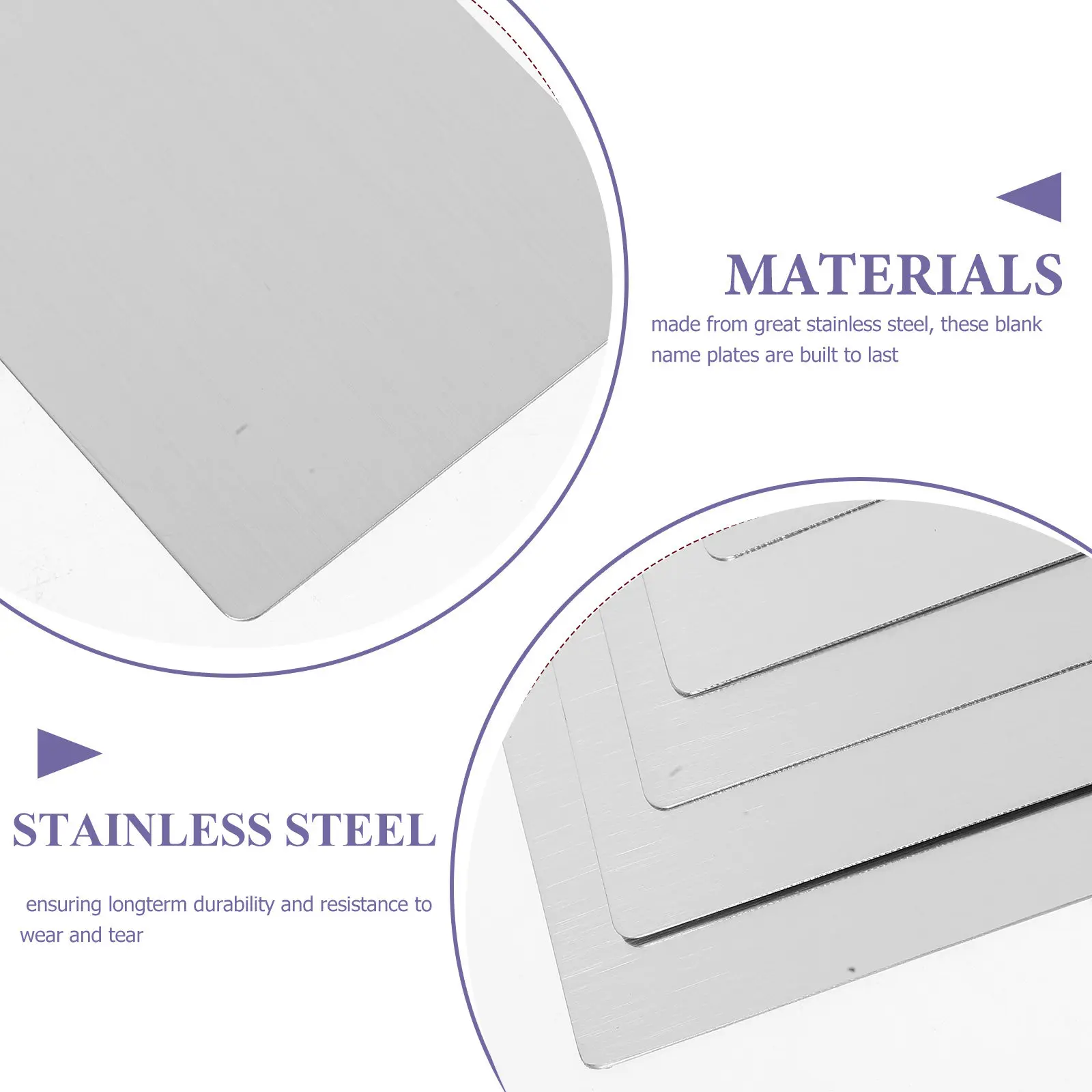 5pcs Stainless Steel Blank Name Plates For Engraving, Metal Tags For Office Business Cards, Stainless Steel Labels Name Sign DIY view 3