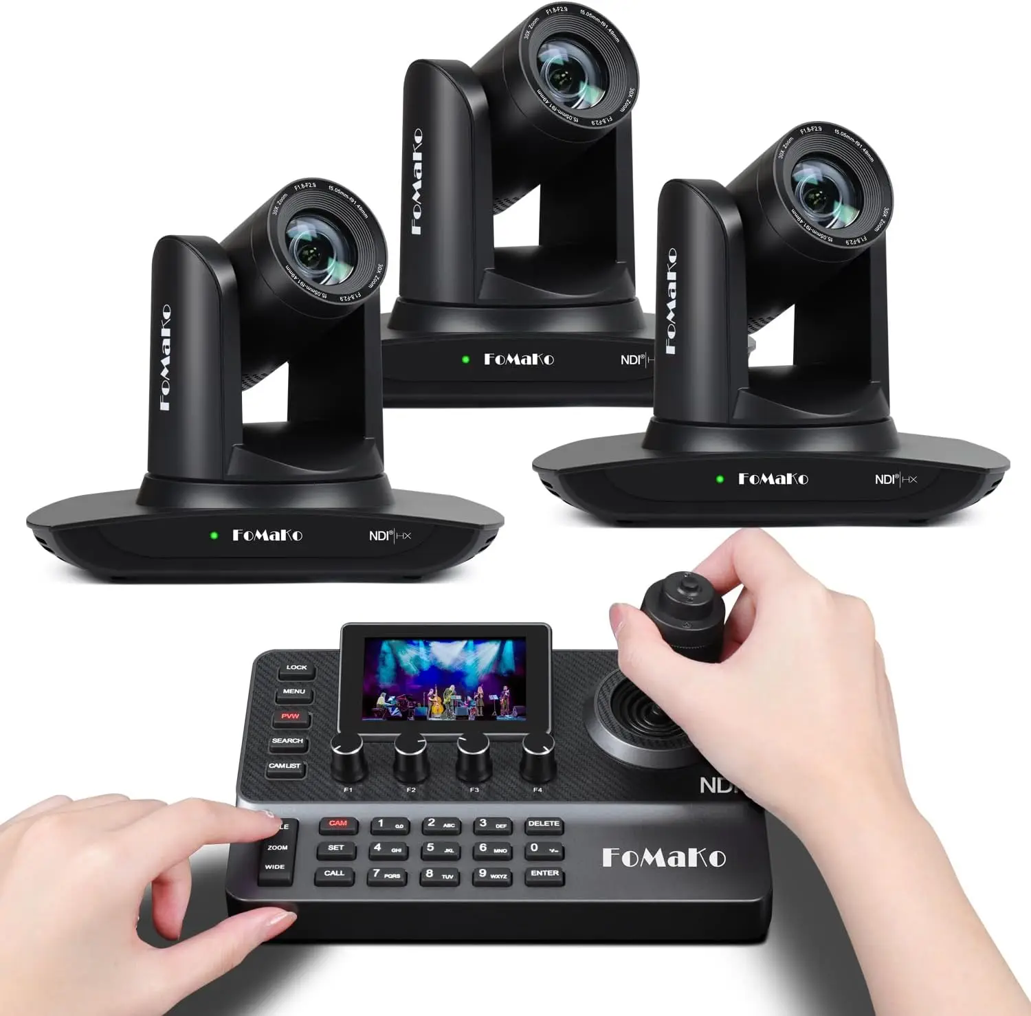 

FoMaKo AI Автоматическое отслеживание NDI PTZ-камера 20-кратный оптический зум NDI PTZ-контроллер для церковных услуг Образование поклонения, поддержка PoE