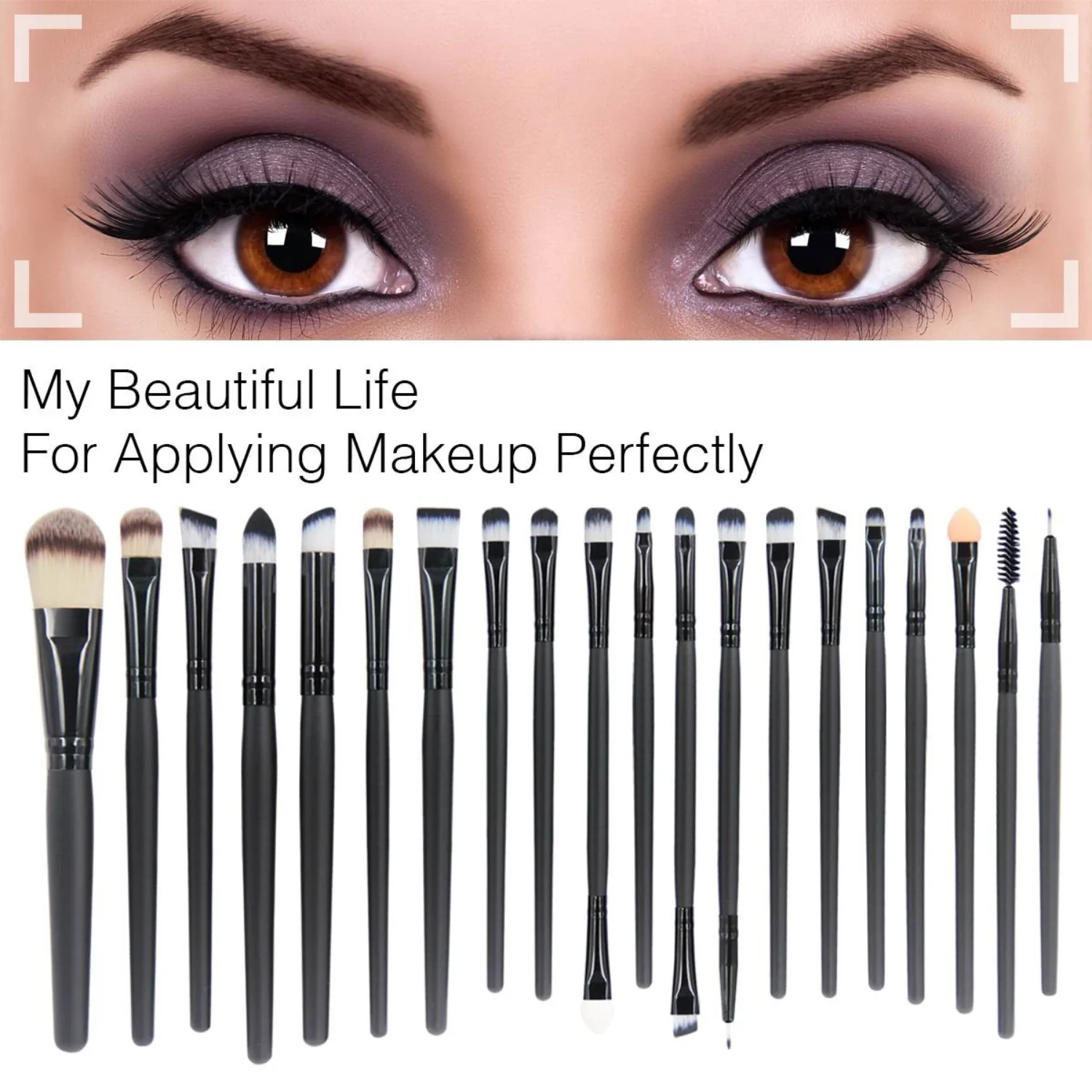 مجموعة فرش مكياج احترافية فاخرة ورائعة ورائعة ورائعة تتميز بمجموعة مكونة من 20 قطعة للعيون،