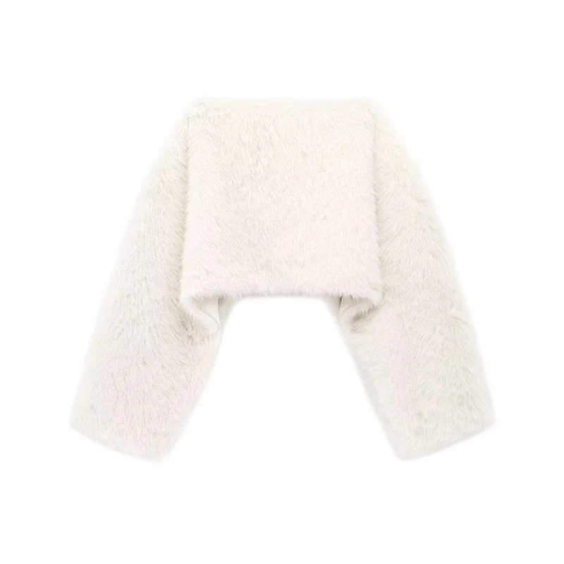 Guobioziy Women's Slim-Fit Faux Fur Sweatshirt 2026 Autumn-Winter New Model European Casual Fashionable Sexy Classic Fringe