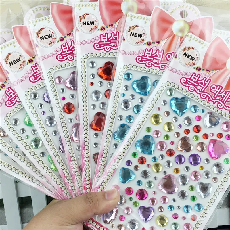 5 sheet/bag Heart-shaped starry sky Individual particles acrylic rhinestone self-adhesive decorative Children's toys stickers